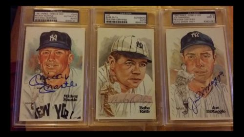 Babe Ruth, Lou Gehrig, Joe DiMaggio, Mickey Mantle Certified autographs PSA/DNA.