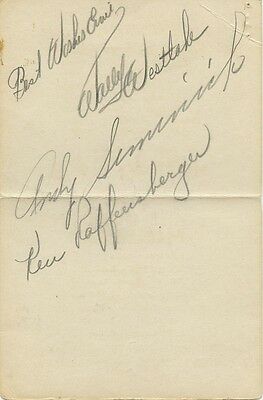 3 BASEBALL PLAYERS Autographed Advertising Card - Eddie Condon's