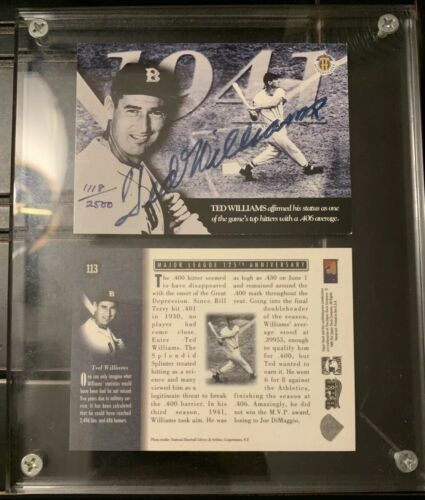 Ted Williams #9 Boston Red Sox Autographed Signed Card Upper Deck COA MLB HOF