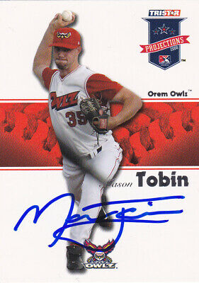 MASON TOBIN OREM OWLZ SIGNED 2008 TRISTAR PROJECTION BASEBALL CARD TEXAS RANGERS