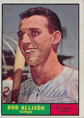 1961 TOPPS 355 CARD BOB ALLISON AUTOGRAPH MINNESOTA TWINS 1959 ROOKIE OF YEAR