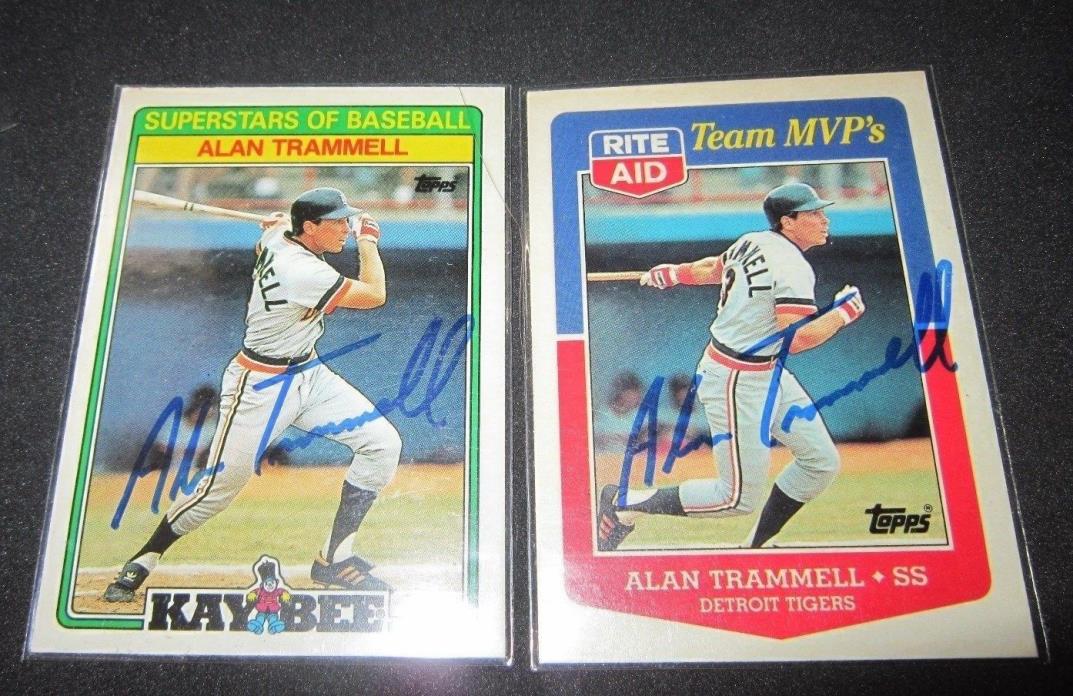 2 Card Lot ALAN TRAMMELL Signed Autographed Rare Cards Detroit Tigers