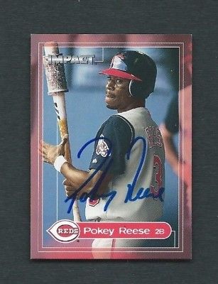 POKEY REESE (Reds) Signed Autographed 2000 Fleer Impact Skybox Card #64 EX/MINT