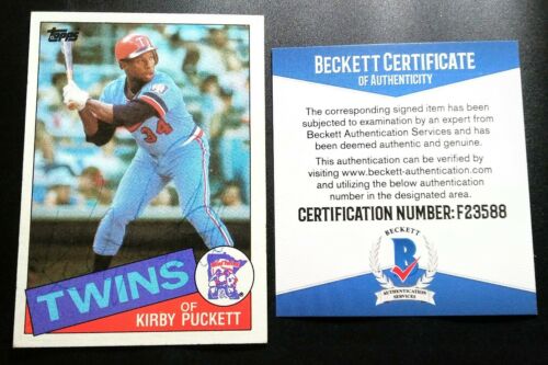 1985 Topps Kirby Puckett BAS Cert Beckett Signed Autograph Rookie Card HOF d.06