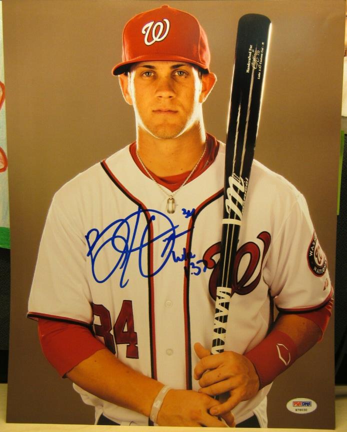 Bryce Harper Rookie Autograph Signed 11x14 Photo PSA/DNA Rookie Graph R78030