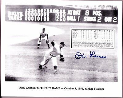AUTOGRAPHED DON LARSEN 1956 YANKEES WORLD SERIES PERFECT GAME 8x10 PHOTO AUTO