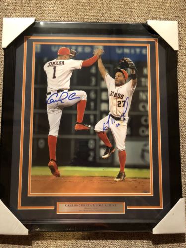 Carlos Correa Jose Altuve Tristar Authenticated Autographed Framed 16 X 20 Photo