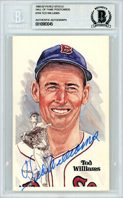 Ted Williams Autographed Perez-Steele HOF Postcard #104 Red Sox Beckett 10983045