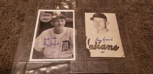 2 George Zuverink Cleveland Indians Detroit Tigers 1951 1954 Autographed Photos