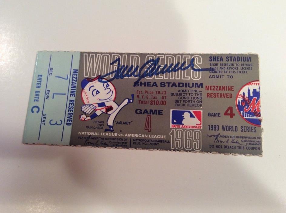 Autographed Signed 1969 World Series Ticket NY Miracle Mets G4 Tom Seaver CG