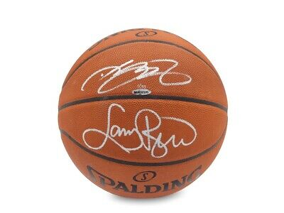 LeBron James Larry Bird Dual Autographed Authentic Spalding Basketball #/33 UDA