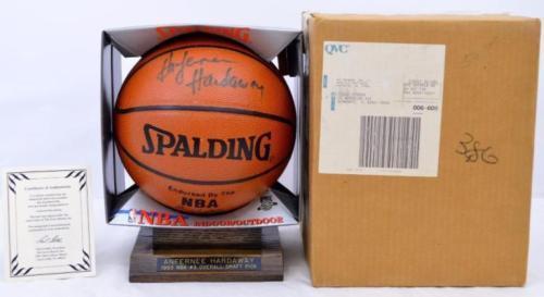 Anfernee Hardaway autographed basketball with Paul Goldin COA & stand