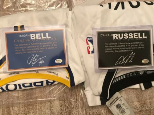Jordan Bell D’Angelo Russell Authenticated Signed Jerseys James Spence Legit Lot