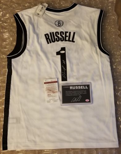 D'Angelo Russell Signed Adidas Brooklyn Nets Jersey Insc. JSA-W & Russell COA'S