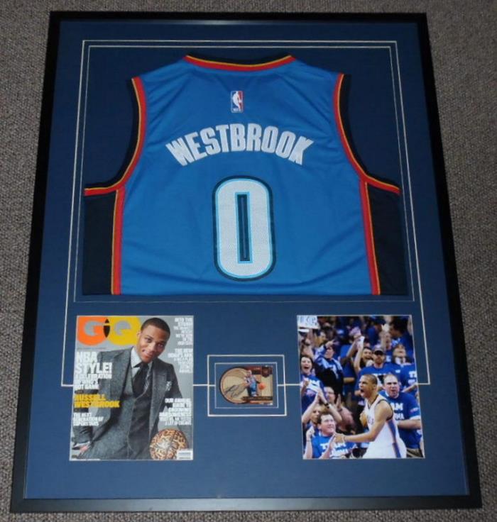 Russell Westbrook Signed Framed 29x37 Jersey & Photo Display PANINI Thunder