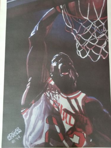 Michael Jordan  basketball lithograph Air Jordan  by artist Edgar Brown