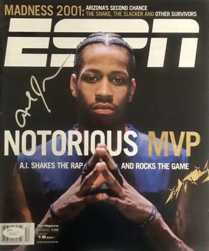 Allen Iverson ESPN (March 19th, 2001) Signed No Label Magazine JSA