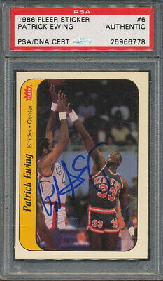 1986/87 Fleer Sticker #6 Patrick Ewing PSA/DNA Certified Authentic Signed *6778