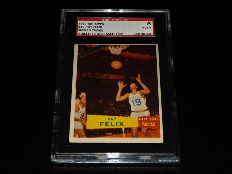Ray Felix 1957 Topps #35 Autographed RC New York Knicks NBA Auto NY SGC 1957-58