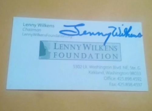 Lenny Wilkens signed autograph auto Business Card LWF Foundation HOF