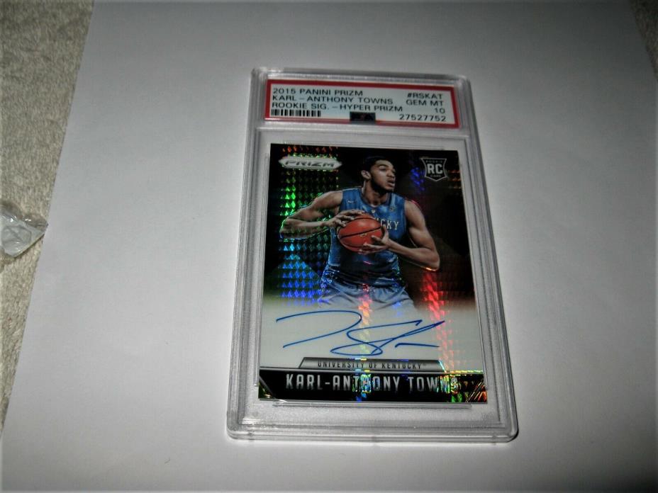 2015 HYPER PRIZM RC Signatures Auto PSA 10 Timberwolves Karl Anthony Towns 7/10