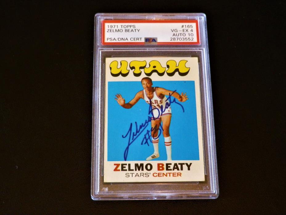 Zelmo Beaty 1971 Topps #165 Rookie HOF Autograph Signed 1971-72 ABA PSA/DNA Rare