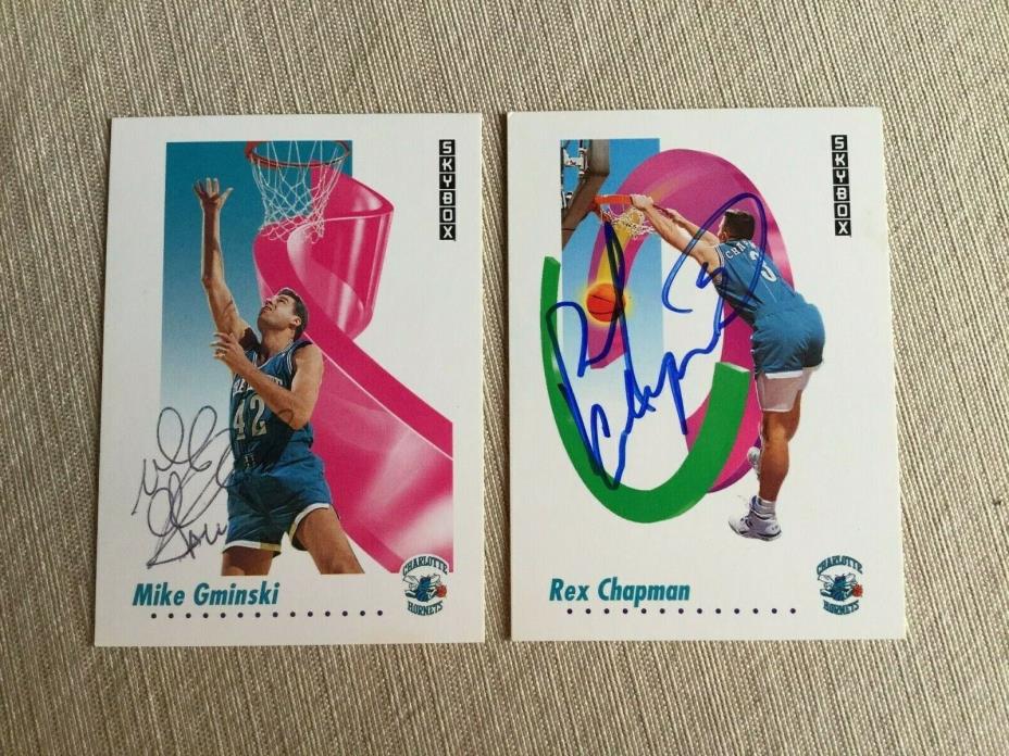 (2)1991-92 SKYBOX Signed Basketball Cards CHAPMAN GMINSKI HORNETS KENTUCKY DUKE