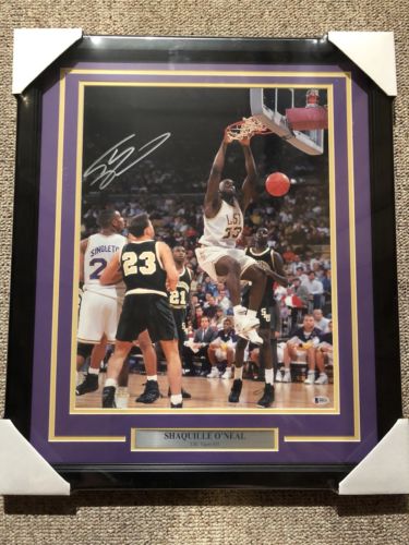 Shaquille O’Neal Beckett Authenticated Autographed Matted Framed 16 X 20 Photo