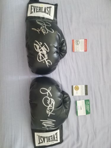 Floyd Mayweather/Manny Pacquiao AND Mike Tyson/Buster Douglas autographed gloves