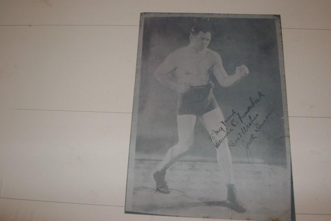 JACK DEMPSEY AUTOGRAPHED PHOTO 8X10 MOUNTED ON METAL BACK, FRAMED