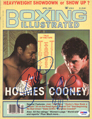 Larry Holmes & Gerry Cooney Autographed Signed Boxing Illustrated PSA #Q95658