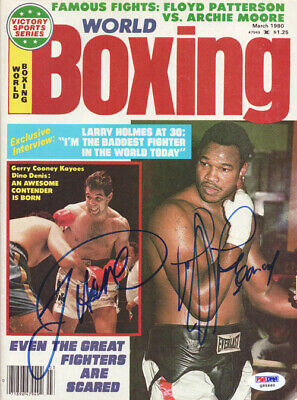 Larry Holmes & Gerry Cooney Autographed Signed Boxing World Cover PSA #Q95660