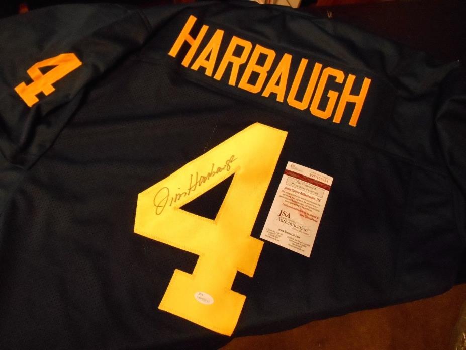 Jim Harbaugh Michigan Wolverines Autographed Football Jersey (JSA COA)