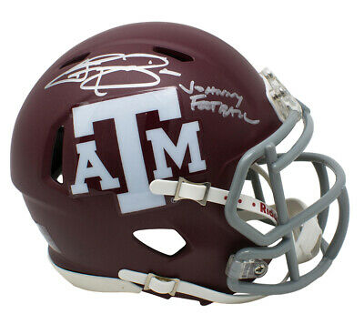 Johnny Manziel Signed Texas A&M Mini Speed Matte Helmet Johnny Football Insc JSA