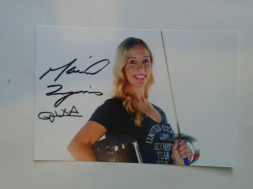 Mariel Zagunis autographed 4x6  photo USA Olympic Fencing