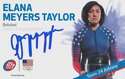 ELANA MEYERS TAYLOR Signed Small 4x6 Photo Card 3 TIME OLYMPIC MEDALIST BOBSLED