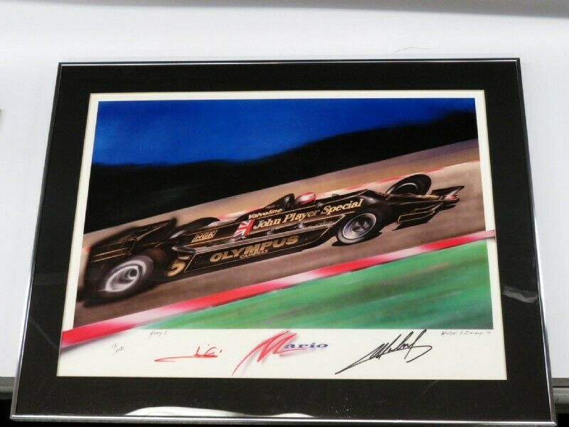 Mario Andretti SIGNED  LTD ED. FORMULA 1 Art Print by MICHAEL SAVAGE