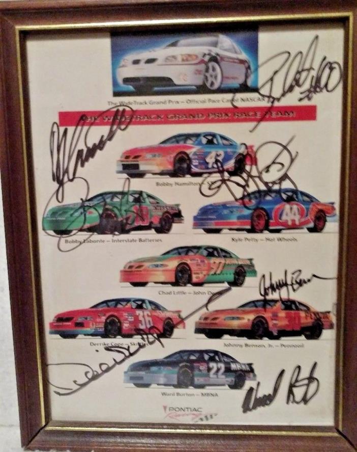 Vintage Racing Picture/Poster with 7 Original Signed Autographs