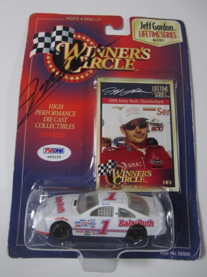 JEFF GORDON Autographed Winners Circle Diecast NASCAR Car w/ Card PSA/DNA CoA