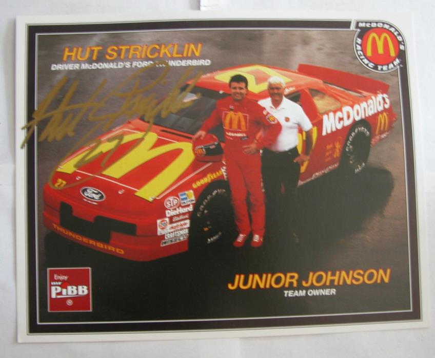 Hut Stricklin AUTOGRAPHED McDonalds NASCAR Photo Trading Card