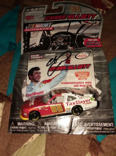 CHASE ELLIOTT SIGNED 1/64TH AUTHENTICES DAYTONA TAXSLAYER POWERSHARES 300 WIN