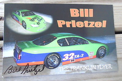 Bill Prietzel Franklin Flyer Autographed NASCAR Hero Card Photo 5.5