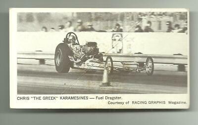 Vintage 1971 Fleer Stick Shift Chris Karamesines Race Card Fair Rare
