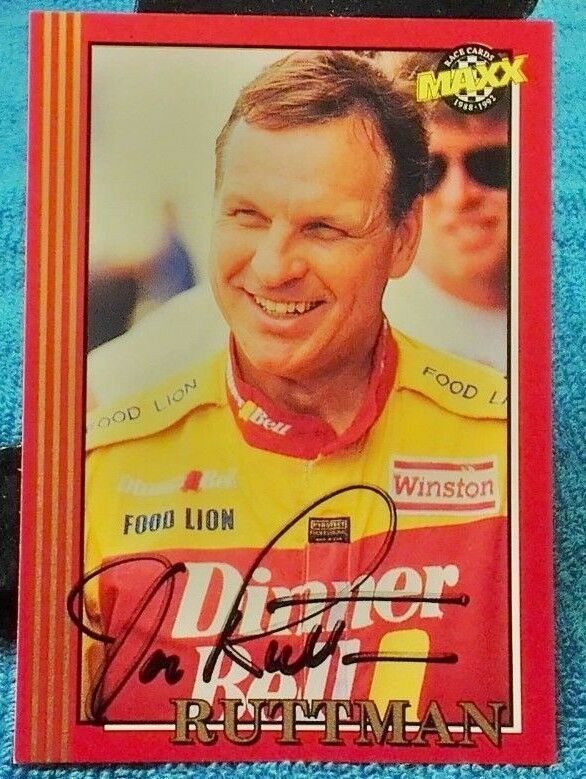 Joe Ruttman NASCAR hand signed autograph 1992 red Maxx racing card