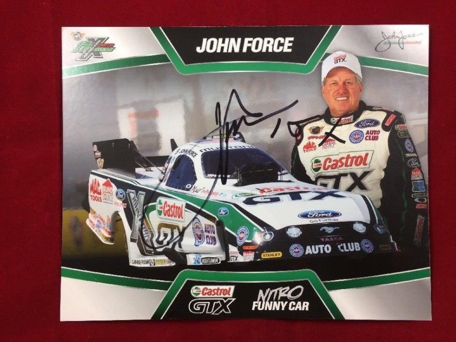John Force Funny Car NHRA Racing Signed 8x10 Photo Card w/ 15X Inscription