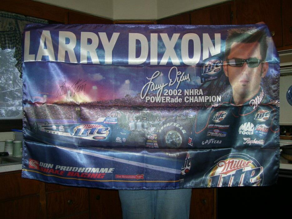 (A) 2002 NHRA Powerade Car Racing Champion Larry Dixon Autographed Poster Banner