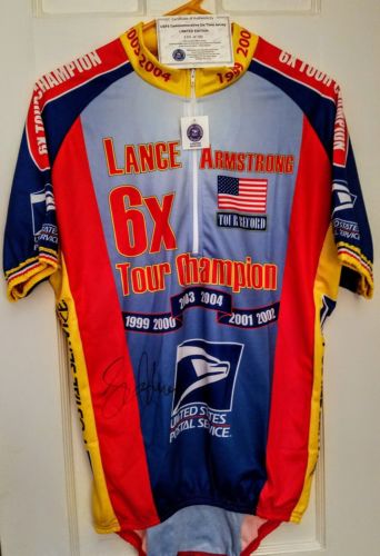 Rare Lance Armstrong 6X Tour De France Autograph Jersey 93/100 Limited Edition