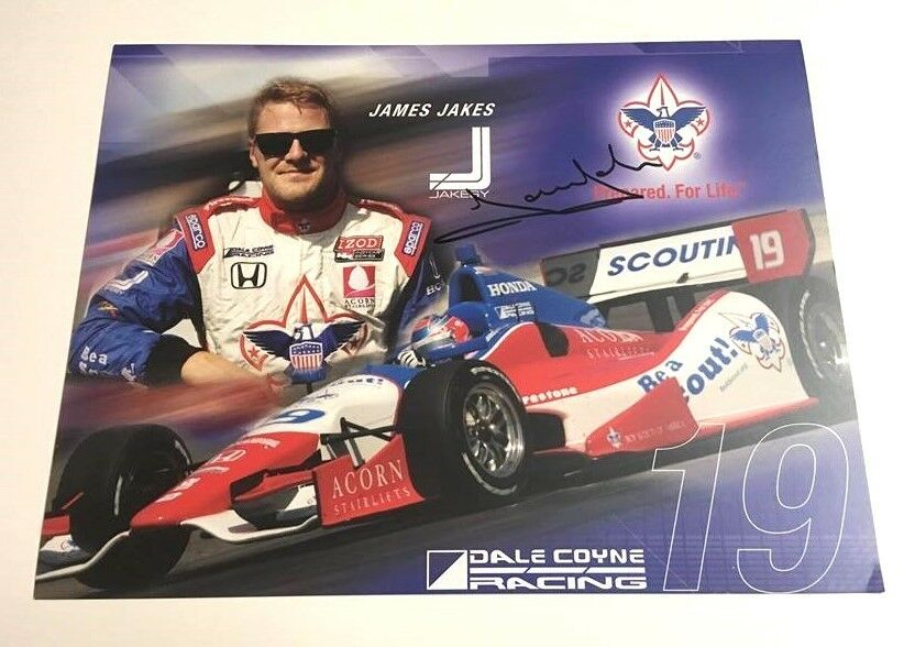 2012 JAMES JAKES signed BOY SCOUTS INDIANAPOLIS 500 PHOTO CARD POSTCARD INDY CAR