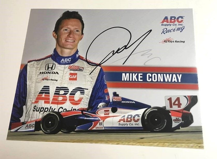 2012 MIKE CONWAY signed INDIANAPOLIS 500 PHOTO CARD POSTCARD INDY CAR HONDA FOYT