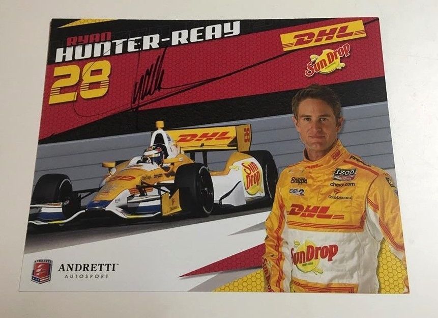 2012 RYAN HUNTER-REAY signed INDIANAPOLIS 500 HERO PHOTO CARD INDY CAR DHL CHEVY